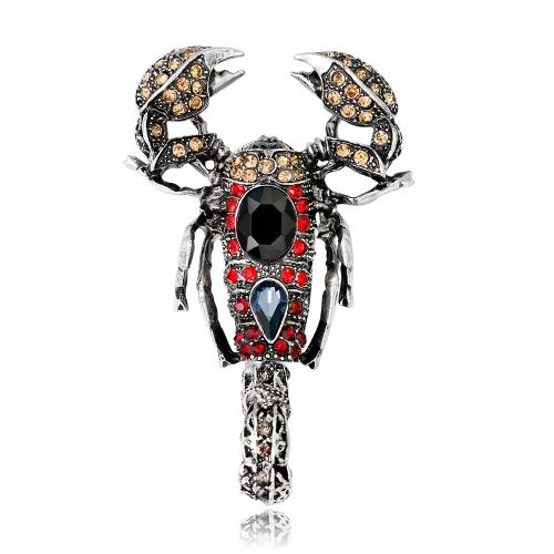 Zinc Alloy Brooches Scorpion fashion jewelry & Unisex & with rhinestone black Sold By PC
