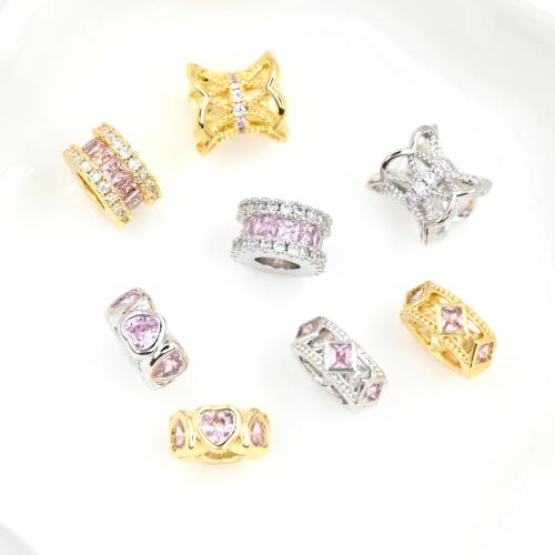 Brass Spacer Beads plated DIY & micro pave cubic zirconia Sold By Bag