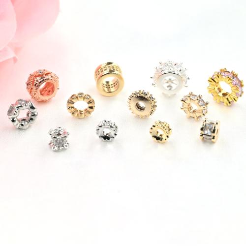 Brass Spacer Beads plated DIY & micro pave cubic zirconia Sold By Bag