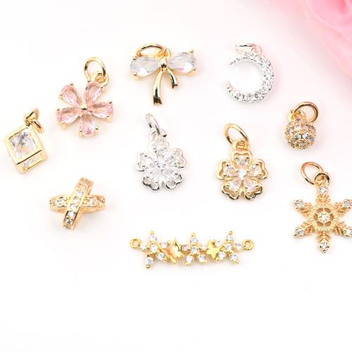 Cubic Zirconia Micro Pave Brass Pendant, plated, DIY & different styles for choice & micro pave cubic zirconia, more colors for choice, 10PCs/Bag, Sold By Bag
