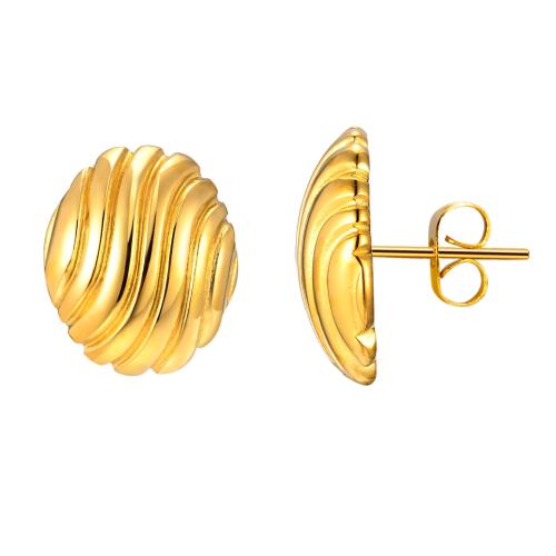 Stainless Steel Stud Earrings, 304 Stainless Steel, plated, for woman, golden, Sold By Pair