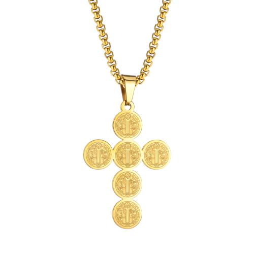 Stainless Steel Cross Pendants 304 Stainless Steel plated golden Sold By PC