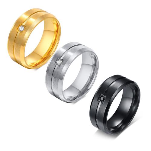 Zirkonia Edelstahl-Finger- Ring, 304 Edelstahl, plattiert, unisex & verschiedene Größen vorhanden & Micro pave Zirkonia, keine, verkauft von PC