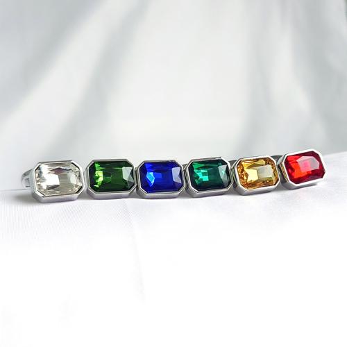 Cufflinks, Brass, with Crystal, polished, Unisex, more colors for choice, 16x12mm, Sold By Pair