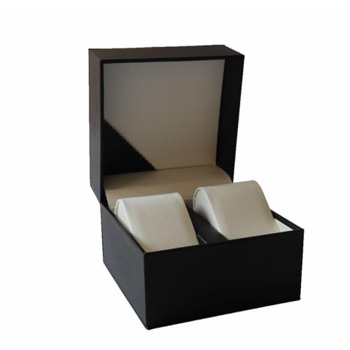 Boîte à bijoux montres, cuir PU, fait à la main, Portable & Anti-poussière & pour le couple, noire, 110x110x88mm, Vendu par PC