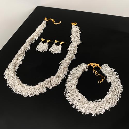 Zink Alloy Jewelry Sets, med 6,6.5cm extender kedja, mode smycken & olika stilar för val & för kvinna, silver, Längd Ca 38 cm, Ca 18 cm, Säljs av PC