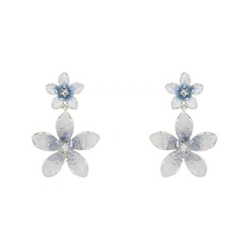 Zinc Alloy Stud Earring with Crystal Flower fashion jewelry & for woman 25mm Sold By Pair
