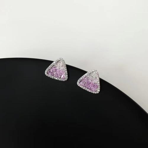 Tibetan Style Stud Earring, with Crystal, fashion jewelry & different styles for choice & for woman, purple, 20mm, Sold By Pair