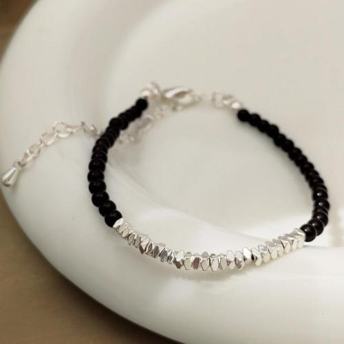 Bracelets en laiton, avec verre, avec 6.5cm chaînes de rallonge, bijoux de mode & pour femme, noire, Longueur:Environ 16 cm, Vendu par PC