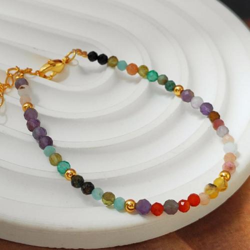 Brass Bracelet & Bangle with Natural Stone with 5cm extender chain fashion jewelry & for woman multi-colored Length Approx 16 cm Sold By PC