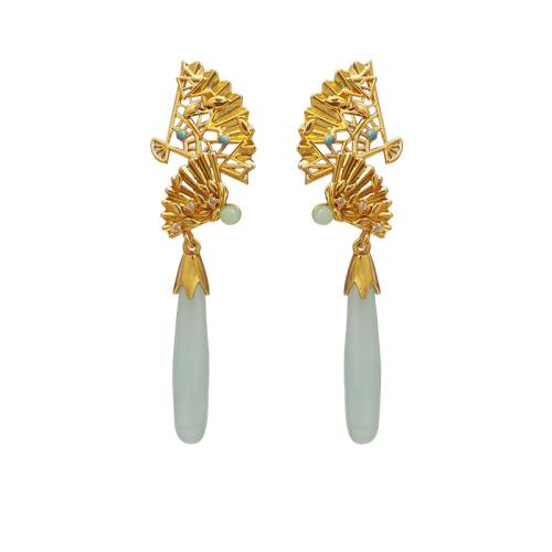 Brass Stud Earring, with Resin, fashion jewelry & micro pave cubic zirconia & for woman & enamel, 62x15mm, Sold By Pair