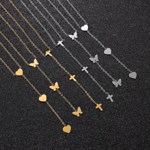 Titanium Steel Necklace, with 5cm extender chain, fashion jewelry & different styles for choice & for woman, more colors for choice, Length:Approx 41 cm, Sold By PC