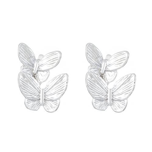 Tibetan Style Stud Earring, Butterfly, fashion jewelry & for woman, silver color, 12x9mm, Sold By Pair