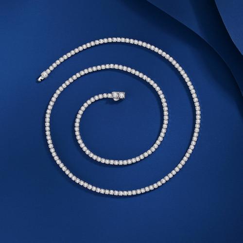 Серебряное ожерелье, 925 пробы, с Муассанит, ювелирные изделия моды & разный размер для выбора & Женский, продается PC