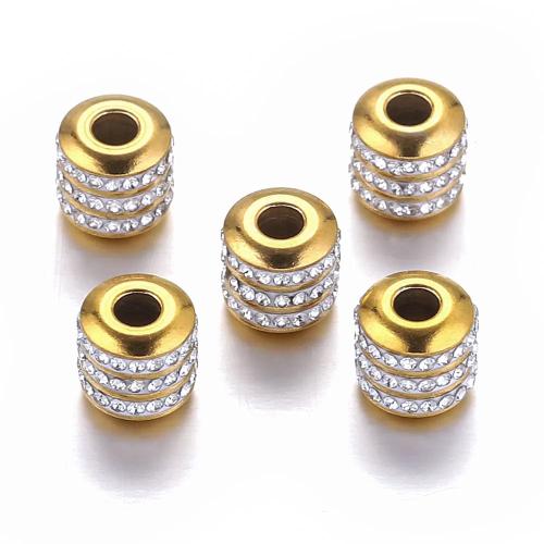 Stainless Steel Bead Cap, 304 Stainless Steel, DIY & with rhinestone, golden, 8.50x8mm, 5PCs/Bag, Sold By Bag