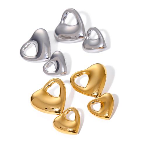 Stainless Steel Stud Earrings, 304 Stainless Steel, Heart, Vacuum Ion Plating, fashion jewelry & for woman, more colors for choice, 34.40mm, Sold By Pair
