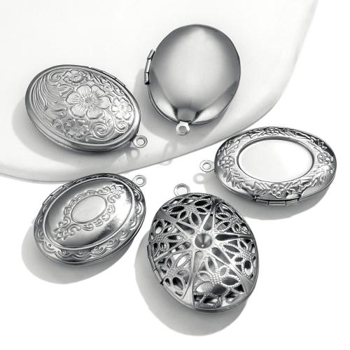 Fashion Locket Pendants, 304 Stainless Steel, DIY & different styles for choice, original color, 5PCs/Bag, Sold By Bag