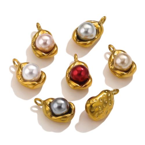 Ciondoli gioielli in acciaio inox, 304 acciaio inox, with perla in plastica, DIY, nessuno, 14x8mm, 5PC/borsa, Venduto da borsa