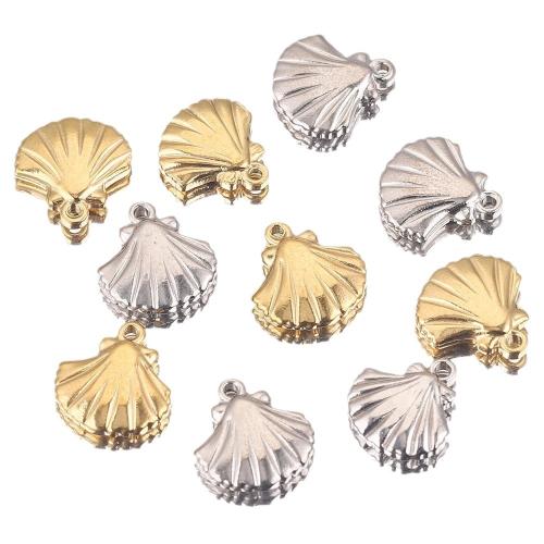 Stainless Steel Pendants, 304 Stainless Steel, Shell, DIY, more colors for choice, 13.50x14.50mm, 5PCs/Bag, Sold By Bag