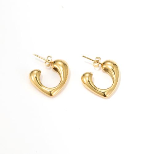 Stainless Steel Stud Earrings 304 Stainless Steel Heart Vacuum Ion Plating fashion jewelry & for woman Sold By Pair
