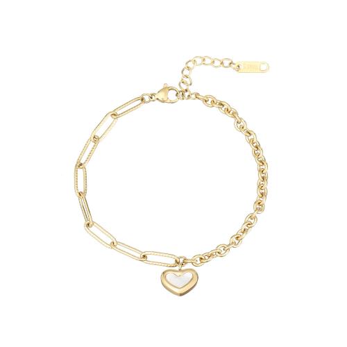Bijoux bracelet en acier inoxydable, Acier inoxydable 304, avec 3cm chaînes de rallonge, coeur, bijoux de mode & pour femme, plus de couleurs à choisir, Longueur Environ 16.5 cm, Vendu par PC