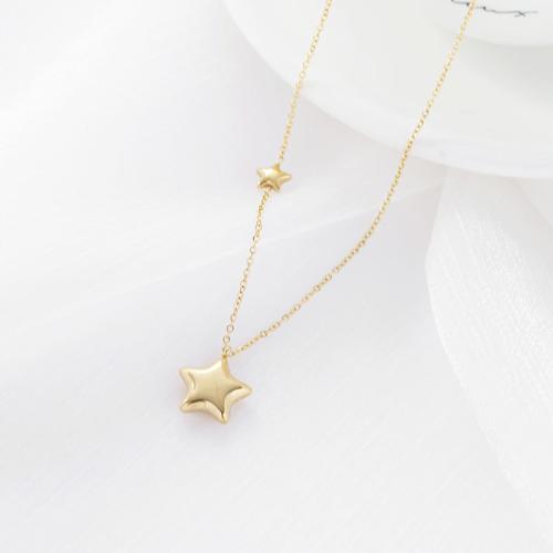 Stainless Steel Jewelry Necklace 304 Stainless Steel with 5cm extender chain Star Vacuum Ion Plating fashion jewelry & for woman 15mm Length 40 cm Sold By PC