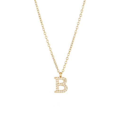 Edelstahl Schmuck Halskette, 304 Edelstahl, Alphabet-Buchstabe, Modeschmuck & Micro pave Zirkonia & für Frau, keine, Länge:ca. 45 cm, verkauft von PC