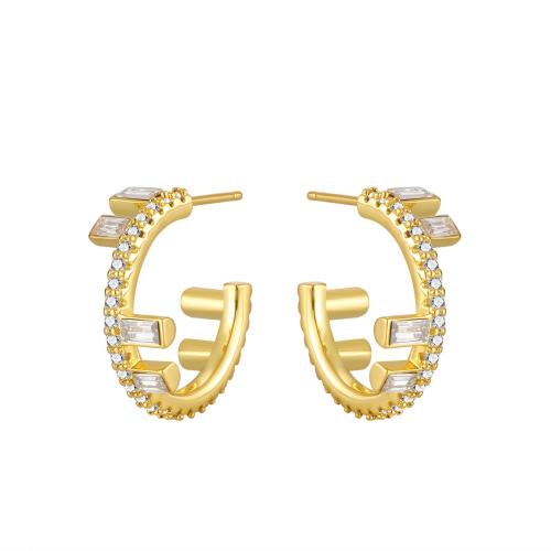 Cubic Zirconia Micro Pave Brass Earring, plated, fashion jewelry & micro pave cubic zirconia & for woman, more colors for choice, nickel, lead & cadmium free, 21x21mm, Sold By Pair