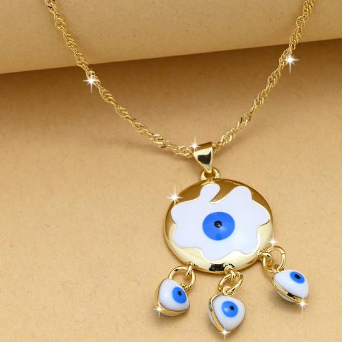 Evil Eye Jewelry Necklace Brass gold color plated fashion jewelry & Unisex & enamel mixed colors nickel lead & cadmium free Length Approx 44 cm Sold By PC