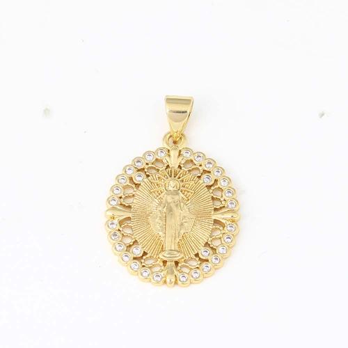 Cubic Zirconia Micro Pave Brass Pendant gold color plated DIY & micro pave cubic zirconia nickel lead & cadmium free Sold By PC