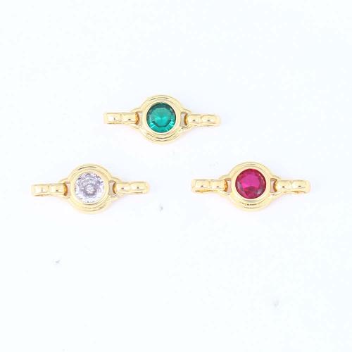 Cubic Zirconia Micro Pave Brass Connector, gold color plated, DIY & micro pave cubic zirconia & 1/1 loop, more colors for choice, nickel, lead & cadmium free, 19.20x8.30x4.20mm, Sold By PC