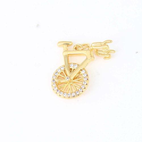Cubic Zirconia Micro Pave Brass Pendant, gold color plated, DIY & micro pave cubic zirconia, nickel, lead & cadmium free, 25.60x18.50x7.40mm, Sold By PC