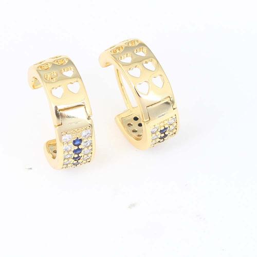Cubic Zirconia Micro Pave Brass Earring, gold color plated, micro pave cubic zirconia & for woman, nickel, lead & cadmium free, 18.50x16.50x6.40mm, Sold By Pair