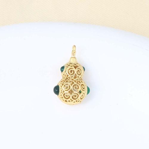 Brass Jewelry Pendants with Resin Calabash gold color plated DIY nickel lead & cadmium free Sold By PC