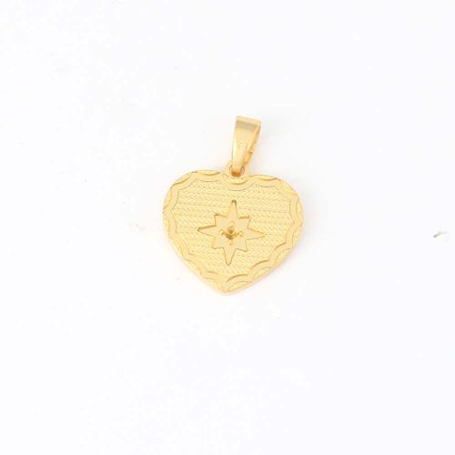 Brass Heart Pendants, gold color plated, DIY, nickel, lead & cadmium free, 14.10x14x1.70mm, Sold By PC