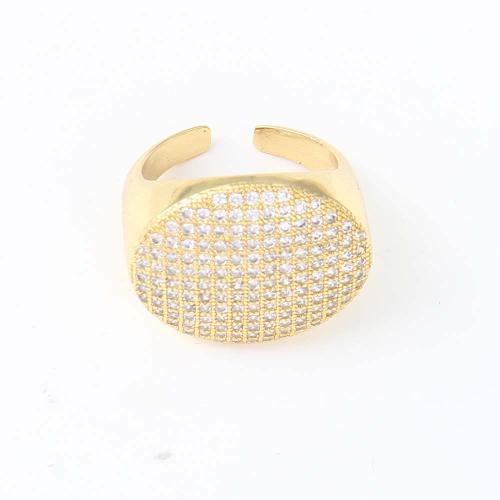 Cubic Zirconia Micro Pave Brass Ring, Round, gold color plated, micro pave cubic zirconia & for woman, nickel, lead & cadmium free, 22.70x22x17.90mm, Sold By PC