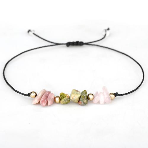 Gemstone Bracelets Rhodochrosite with Cotton Thread & Unakite handmade fashion jewelry & Unisex Length Approx 26 cm Sold By PC