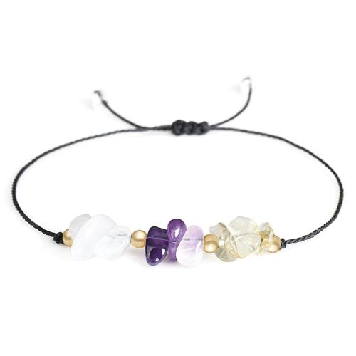 Quartz Bracelets, Level B Amethyst, with Cotton Thread & Clear Quartz, handmade, fashion jewelry & Unisex, Length:Approx 26 cm, Sold By PC