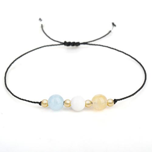 Gemstone Bracelets, Aquamarine, with Cotton Thread & Citrine, handmade, fashion jewelry & different materials for choice & Unisex, Length:Approx 26 cm, Sold By PC