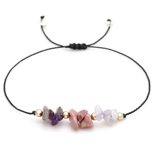Quartz Bracelets, Level B Amethyst, with Cotton Thread & Rhodochrosite, handmade, fashion jewelry & for woman, more colors for choice, Length:Approx 26 cm, Sold By PC