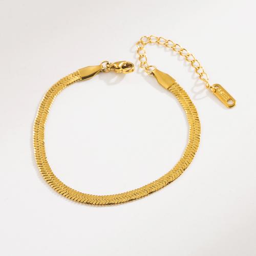 Bracelet d'acier titane, avec 5cm chaînes de rallonge, bijoux de mode & styles différents pour le choix & pour femme, Or, Longueur:15 cm, Vendu par PC