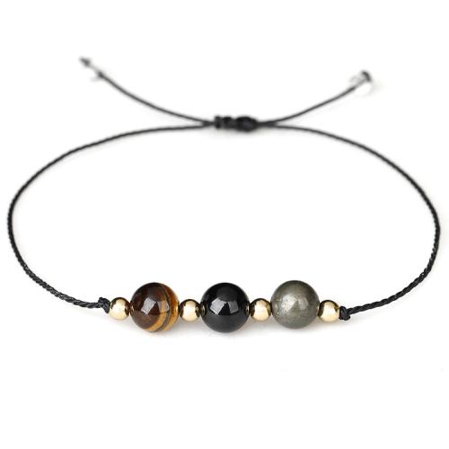 Gemstone Bracelets Ores with Cotton Thread & Tiger Eye handmade fashion jewelry & Unisex Length Approx 26 cm Sold By PC