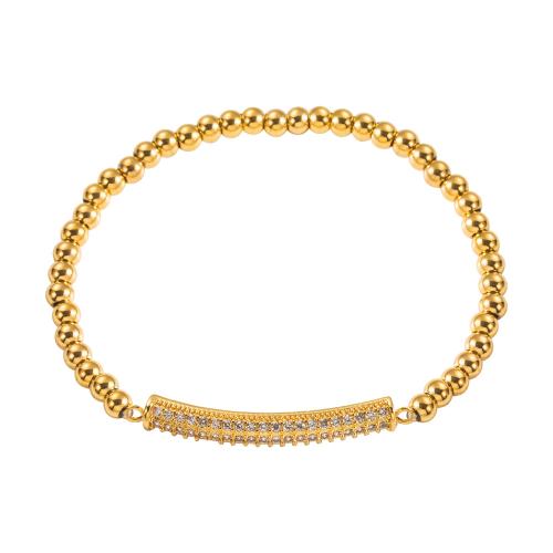 Bracelet d'acier titane, avec perle de plastique, bijoux de mode & unisexe & styles différents pour le choix, doré, Vendu par PC
