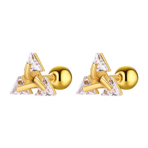 Titanium Steel  Earring plated Unisex & micro pave cubic zirconia Sold By Pair