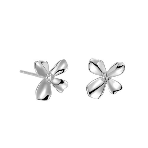 925 Sterling Silver Stud Earrings petals for woman 8mm Sold By Pair