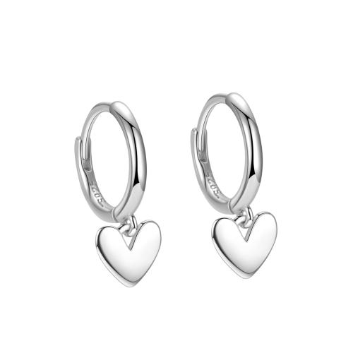 Huggie Hoop Drop Earring, 925 Sterling Silver, Heart, for woman, more colors for choice, 18x6mm, Sold By Pair