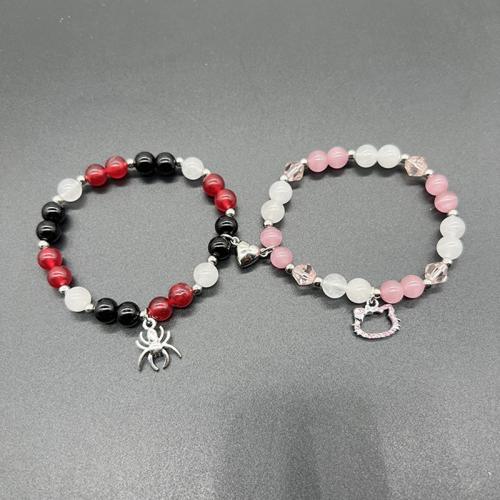 Glass Beads Bracelet Zinc Alloy with Glass 2 pieces & Unisex mixed colors Length 19 cm Sold By Set
