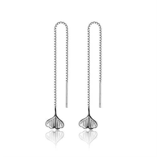 Brass Thread Through Earrings plated for woman platinum color 110mm Sold By Pair