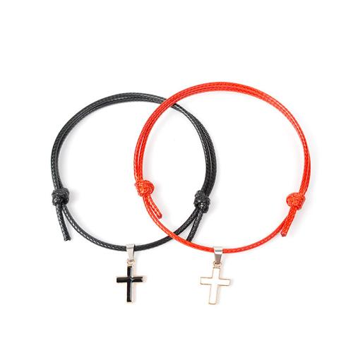 Couple Bracelet and Bangle Zinc Alloy with Wax Cord plated 2 pieces & Adjustable & Unisex Length Approx 17-26 cm Sold By Set
