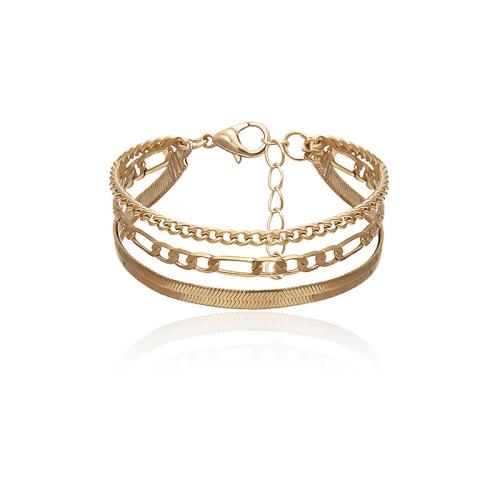 Bracelet en alliage de zinc, avec 5cm chaînes de rallonge, Placage, pour femme, doré, Longueur:16 cm, Vendu par PC